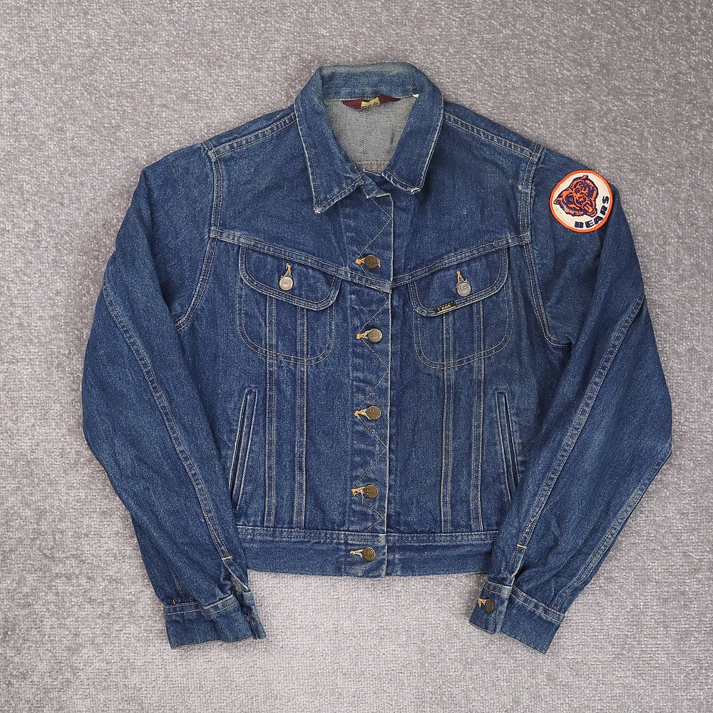 VTG 80s Womens Lee Union Made Size 15 Dark Wash Denim Long Sleeve Jean Jacket